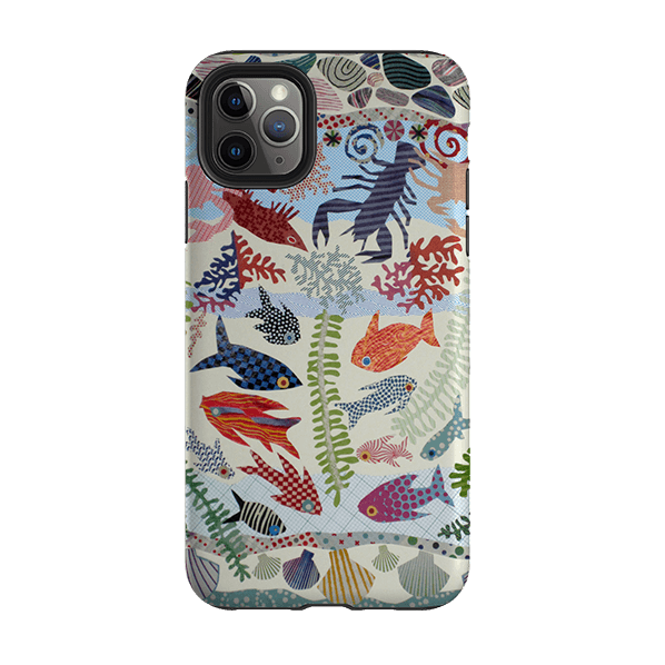 iPhone phone case-Underwater Life By Jane Robbins-Product Details Raised bevel to protect screen from scratches. Impact resistant polycarbonate shell and shock absorbing inner TPU liner. Secure fit with design wrapping around side of the case and full access to ports. Compatible with Qi-standard wireless charging. Thickness 1/8 inch (3mm), weight 30g. Compatibility See drop down menu for options, please select the right case as we print to order.-Stringberry