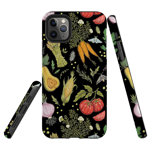 iPhone phone case-Vegetables By Catherine Rowe-Product Details Raised bevel to protect screen from scratches. Impact resistant polycarbonate shell and shock absorbing inner TPU liner. Secure fit with design wrapping around side of the case and full access to ports. Compatible with Qi-standard wireless charging. Thickness 1/8 inch (3mm), weight 30g. Compatibility See drop down menu for options, please select the right case as we print to order.-Stringberry