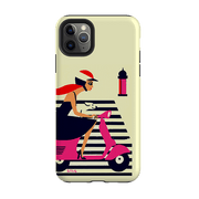 iPhone phone case-Vespa By Paul Thurlby-Product Details Raised bevel to protect screen from scratches. Impact resistant polycarbonate shell and shock absorbing inner TPU liner. Secure fit with design wrapping around side of the case and full access to ports. Compatible with Qi-standard wireless charging. Thickness 1/8 inch (3mm), weight 30g. Compatibility See drop down menu for options, please select the right case as we print to order.-Stringberry