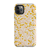 iPhone phone case-Vine Pink and Ochre By Katherine Quinn-Product Details Raised bevel to protect screen from scratches. Impact resistant polycarbonate shell and shock absorbing inner TPU liner. Secure fit with design wrapping around side of the case and full access to ports. Compatible with Qi-standard wireless charging. Thickness 1/8 inch (3mm), weight 30g. Compatibility See drop down menu for options, please select the right case as we print to order.-Stringberry
