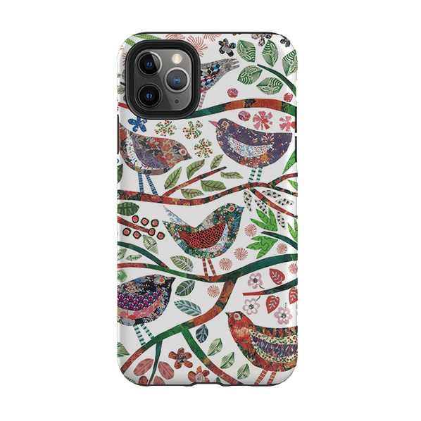 iPhone phone case-Vintage Birds By Jane Robbins-Product Details Raised bevel to protect screen from scratches. Impact resistant polycarbonate shell and shock absorbing inner TPU liner. Secure fit with design wrapping around side of the case and full access to ports. Compatible with Qi-standard wireless charging. Thickness 1/8 inch (3mm), weight 30g. Compatibility See drop down menu for options, please select the right case as we print to order.-Stringberry