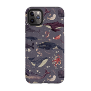 iPhone phone case-Whale Song Lavender By Katherine Quinn-Product Details Raised bevel to protect screen from scratches. Impact resistant polycarbonate shell and shock absorbing inner TPU liner. Secure fit with design wrapping around side of the case and full access to ports. Compatible with Qi-standard wireless charging. Thickness 1/8 inch (3mm), weight 30g. Compatibility See drop down menu for options, please select the right case as we print to order.-Stringberry