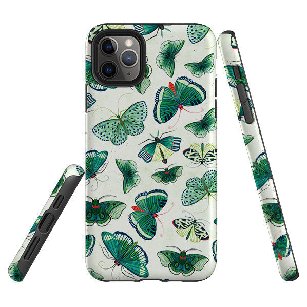 iPhone phone case-Whisper Of Moths By Katherine Quinn-Product Details Raised bevel to protect screen from scratches. Impact resistant polycarbonate shell and shock absorbing inner TPU liner. Secure fit with design wrapping around side of the case and full access to ports. Compatible with Qi-standard wireless charging. Thickness 1/8 inch (3mm), weight 30g. Compatibility See drop down menu for options, please select the right case as we print to order.-Stringberry