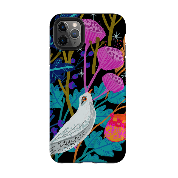iPhone phone case-White Bird By Claire West-Product Details Raised bevel to protect screen from scratches. Impact resistant polycarbonate shell and shock absorbing inner TPU liner. Secure fit with design wrapping around side of the case and full access to ports. Compatible with Qi-standard wireless charging. Thickness 1/8 inch (3mm), weight 30g. Compatibility See drop down menu for options, please select the right case as we print to order.-Stringberry