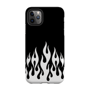 iPhone phone case-White Flames-Product Details Raised bevel to protect screen from scratches. Impact resistant polycarbonate shell and shock absorbing inner TPU liner. Secure fit with design wrapping around side of the case and full access to ports. Compatible with Qi-standard wireless charging. Thickness 1/8 inch (3mm), weight 30g. Compatibility See drop down menu for options, please select the right case as we print to order.-Stringberry