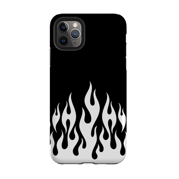 iPhone phone case-White Flames-Product Details Raised bevel to protect screen from scratches. Impact resistant polycarbonate shell and shock absorbing inner TPU liner. Secure fit with design wrapping around side of the case and full access to ports. Compatible with Qi-standard wireless charging. Thickness 1/8 inch (3mm), weight 30g. Compatibility See drop down menu for options, please select the right case as we print to order.-Stringberry