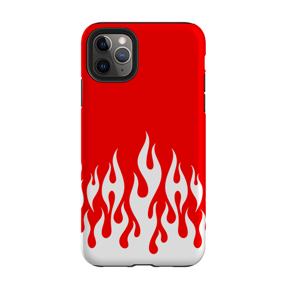 iPhone phone case-White Flames-Product Details Raised bevel to protect screen from scratches. Impact resistant polycarbonate shell and shock absorbing inner TPU liner. Secure fit with design wrapping around side of the case and full access to ports. Compatible with Qi-standard wireless charging. Thickness 1/8 inch (3mm), weight 30g. Compatibility See drop down menu for options, please select the right case as we print to order.-Stringberry