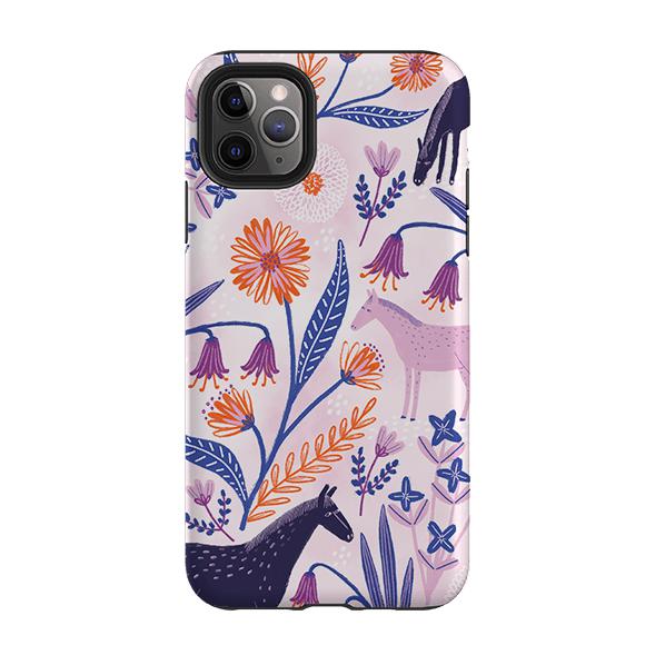 iPhone phone case-Wild Ponies By Lee Foster Wilson-Product Details Raised bevel to protect screen from scratches. Impact resistant polycarbonate shell and shock absorbing inner TPU liner. Secure fit with design wrapping around side of the case and full access to ports. Compatible with Qi-standard wireless charging. Thickness 1/8 inch (3mm), weight 30g. Compatibility See drop down menu for options, please select the right case as we print to order.-Stringberry