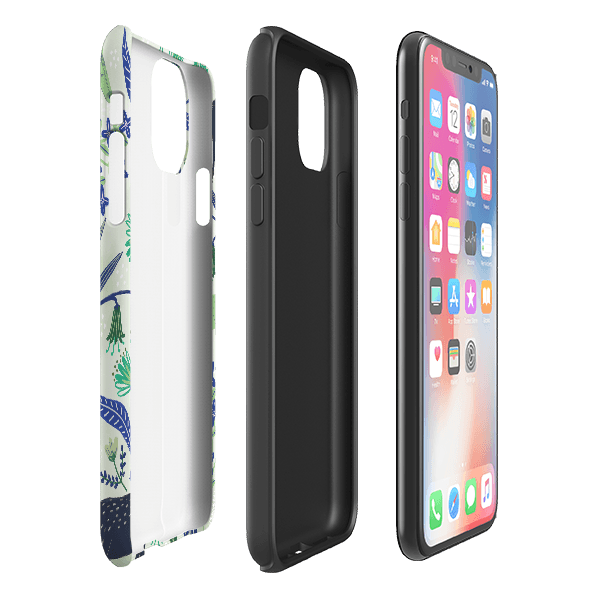 iPhone phone case-Wild Ponies Green By Lee Foster Wilson-Product Details Raised bevel to protect screen from scratches. Impact resistant polycarbonate shell and shock absorbing inner TPU liner. Secure fit with design wrapping around side of the case and full access to ports. Compatible with Qi-standard wireless charging. Thickness 1/8 inch (3mm), weight 30g. Compatibility See drop down menu for options, please select the right case as we print to order.-Stringberry