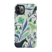 iPhone phone case-Wild Ponies Green By Lee Foster Wilson-Product Details Raised bevel to protect screen from scratches. Impact resistant polycarbonate shell and shock absorbing inner TPU liner. Secure fit with design wrapping around side of the case and full access to ports. Compatible with Qi-standard wireless charging. Thickness 1/8 inch (3mm), weight 30g. Compatibility See drop down menu for options, please select the right case as we print to order.-Stringberry