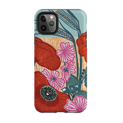 iPhone phone case-Wild Poppies By Kate Heiss-Product Details Raised bevel to protect screen from scratches. Impact resistant polycarbonate shell and shock absorbing inner TPU liner. Secure fit with design wrapping around side of the case and full access to ports. Compatible with Qi-standard wireless charging. Thickness 1/8 inch (3mm), weight 30g. Compatibility See drop down menu for options, please select the right case as we print to order.-Stringberry