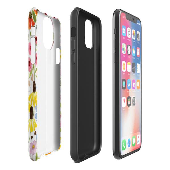 iPhone phone case-Wildflower Pattern By Bex Parkin-Product Details Raised bevel to protect screen from scratches. Impact resistant polycarbonate shell and shock absorbing inner TPU liner. Secure fit with design wrapping around side of the case and full access to ports. Compatible with Qi-standard wireless charging. Thickness 1/8 inch (3mm), weight 30g. Compatibility See drop down menu for options, please select the right case as we print to order.-Stringberry