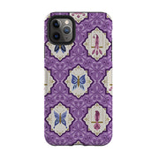 iPhone phone case-Wingframes Med Purple By Jenny Zemanek-Product Details Raised bevel to protect screen from scratches. Impact resistant polycarbonate shell and shock absorbing inner TPU liner. Secure fit with design wrapping around side of the case and full access to ports. Compatible with Qi-standard wireless charging. Thickness 1/8 inch (3mm), weight 30g. Compatibility See drop down menu for options, please select the right case as we print to order.-Stringberry