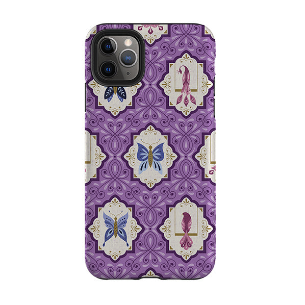 iPhone phone case-Wingframes Med Purple By Jenny Zemanek-Product Details Raised bevel to protect screen from scratches. Impact resistant polycarbonate shell and shock absorbing inner TPU liner. Secure fit with design wrapping around side of the case and full access to ports. Compatible with Qi-standard wireless charging. Thickness 1/8 inch (3mm), weight 30g. Compatibility See drop down menu for options, please select the right case as we print to order.-Stringberry