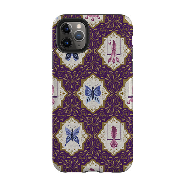 iPhone phone case-Wingframes Purple By Jenny Zemanek-Product Details Raised bevel to protect screen from scratches. Impact resistant polycarbonate shell and shock absorbing inner TPU liner. Secure fit with design wrapping around side of the case and full access to ports. Compatible with Qi-standard wireless charging. Thickness 1/8 inch (3mm), weight 30g. Compatibility See drop down menu for options, please select the right case as we print to order.-Stringberry