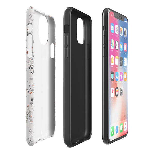 iPhone phone case-Winterfold A By Ali Brookes-Product Details Raised bevel to protect screen from scratches. Impact resistant polycarbonate shell and shock absorbing inner TPU liner. Secure fit with design wrapping around side of the case and full access to ports. Compatible with Qi-standard wireless charging. Thickness 1/8 inch (3mm), weight 30g. Compatibility See drop down menu for options, please select the right case as we print to order.-Stringberry