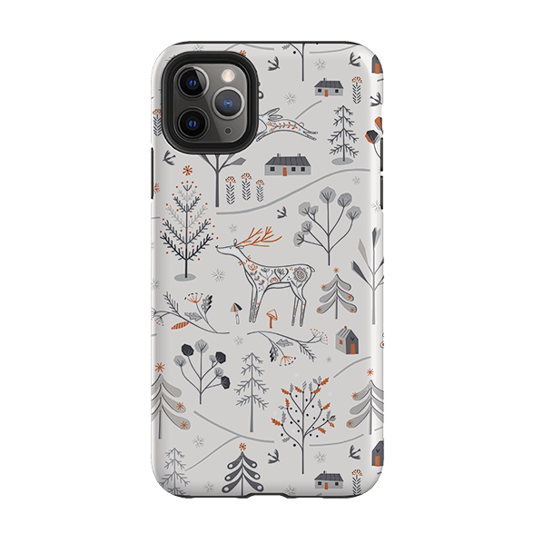 iPhone phone case-Winterfold A By Ali Brookes-Product Details Raised bevel to protect screen from scratches. Impact resistant polycarbonate shell and shock absorbing inner TPU liner. Secure fit with design wrapping around side of the case and full access to ports. Compatible with Qi-standard wireless charging. Thickness 1/8 inch (3mm), weight 30g. Compatibility See drop down menu for options, please select the right case as we print to order.-Stringberry
