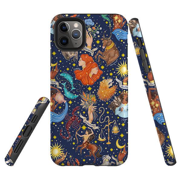 iPhone phone case-Zodiac Composite By Catherine Rowe-Product Details Raised bevel to protect screen from scratches. Impact resistant polycarbonate shell and shock absorbing inner TPU liner. Secure fit with design wrapping around side of the case and full access to ports. Compatible with Qi-standard wireless charging. Thickness 1/8 inch (3mm), weight 30g. Compatibility See drop down menu for options, please select the right case as we print to order.-Stringberry