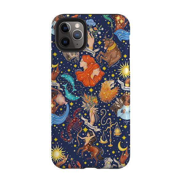 iPhone phone case-Zodiac Composite By Catherine Rowe-Product Details Raised bevel to protect screen from scratches. Impact resistant polycarbonate shell and shock absorbing inner TPU liner. Secure fit with design wrapping around side of the case and full access to ports. Compatible with Qi-standard wireless charging. Thickness 1/8 inch (3mm), weight 30g. Compatibility See drop down menu for options, please select the right case as we print to order.-Stringberry