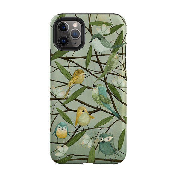 iPhone phone case-Birds By Maja Lindberg-Product Details Raised bevel to protect screen from scratches. Impact resistant polycarbonate shell and shock absorbing inner TPU liner. Secure fit with design wrapping around side of the case and full access to ports. Compatible with Qi-standard wireless charging. Thickness 1/8 inch (3mm), weight 30g. Compatibility See drop down menu for options, please select the right case as we print to order.-Stringberry