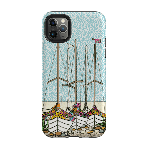 iPhone phone case-Boats At Rest By Amelia Bowman-Product Details Raised bevel to protect screen from scratches. Impact resistant polycarbonate shell and shock absorbing inner TPU liner. Secure fit with design wrapping around side of the case and full access to ports. Compatible with Qi-standard wireless charging. Thickness 1/8 inch (3mm), weight 30g. Compatibility See drop down menu for options, please select the right case as we print to order.-Stringberry