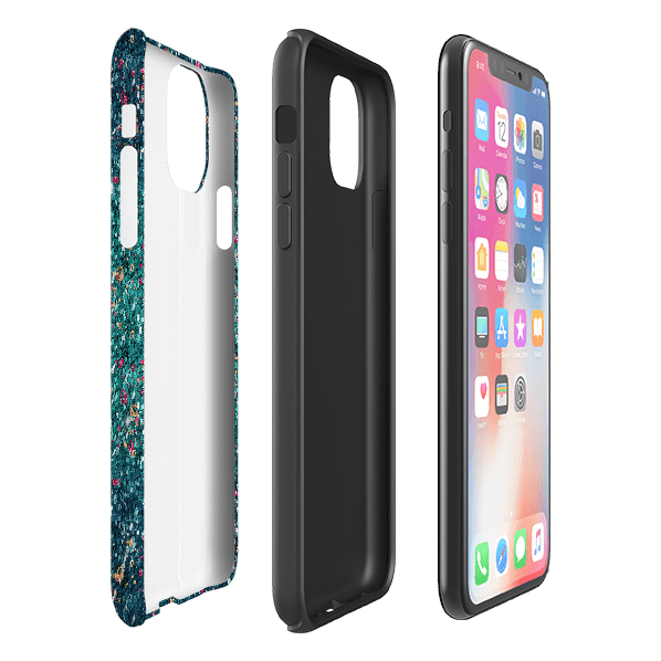 iPhone phone case-Butterfly Comet (case does not glitter)-Product Details Raised bevel to protect screen from scratches. Impact resistant polycarbonate shell and shock absorbing inner TPU liner. Secure fit with design wrapping around side of the case and full access to ports. Compatible with Qi-standard wireless charging. Thickness 1/8 inch (3mm), weight 30g. Compatibility See drop down menu for options, please select the right case as we print to order.-Stringberry