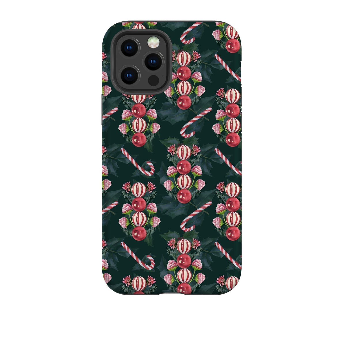 iPhone phone case-Candy Canes-Product Details Raised bevel to protect screen from scratches. Impact resistant polycarbonate shell and shock absorbing inner TPU liner. Secure fit with design wrapping around side of the case and full access to ports. Compatible with Qi-standard wireless charging. Thickness 1/8 inch (3mm), weight 30g. Compatibility See drop down menu for options, please select the right case as we print to order.-Stringberry