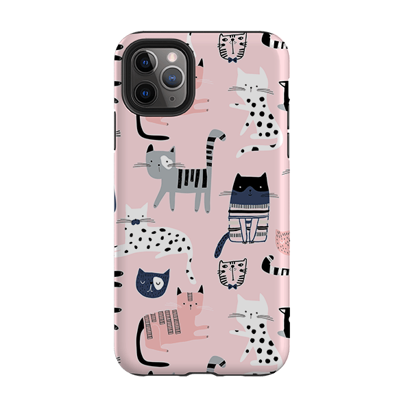 iPhone phone case-Cat-titude-Product Details Raised bevel to protect screen from scratches. Impact resistant polycarbonate shell and shock absorbing inner TPU liner. Secure fit with design wrapping around side of the case and full access to ports. Compatible with Qi-standard wireless charging. Thickness 1/8 inch (3mm), weight 30g. Compatibility See drop down menu for options, please select the right case as we print to order.-Stringberry