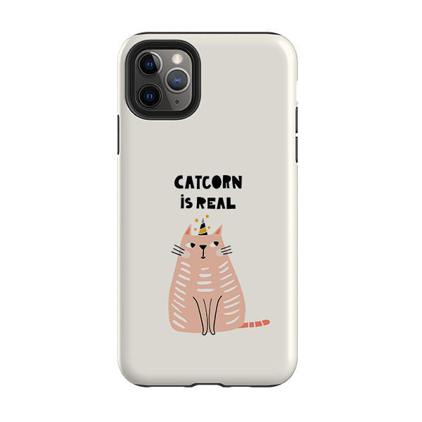 iPhone phone case-Catcorn-Product Details Raised bevel to protect screen from scratches. Impact resistant polycarbonate shell and shock absorbing inner TPU liner. Secure fit with design wrapping around side of the case and full access to ports. Compatible with Qi-standard wireless charging. Thickness 1/8 inch (3mm), weight 30g. Compatibility See drop down menu for options, please select the right case as we print to order.-Stringberry