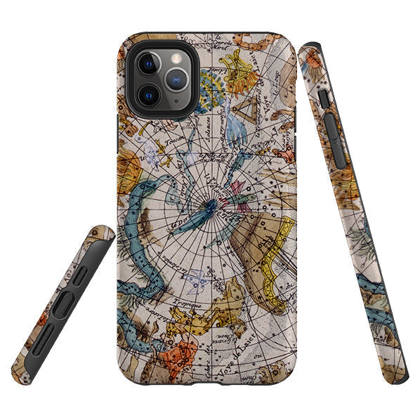 iPhone phone case-Celestial Chart By Heritage-Product Details Raised bevel to protect screen from scratches. Impact resistant polycarbonate shell and shock absorbing inner TPU liner. Secure fit with design wrapping around side of the case and full access to ports. Compatible with Qi-standard wireless charging. Thickness 1/8 inch (3mm), weight 30g. Compatibility See drop down menu for options, please select the right case as we print to order.-Stringberry