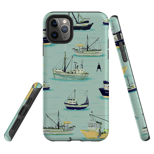 iPhone Tough Case - Fishing Boats Blue By Katherine Quinn