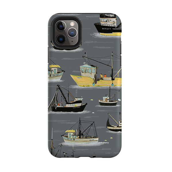 iPhone Tough Case - Fishing Boats Grey By Katherine Quinn