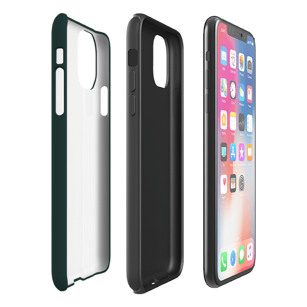 iPhone phone case-Forest Green-Product Details Raised bevel to protect screen from scratches. Impact resistant polycarbonate shell and shock absorbing inner TPU liner. Secure fit with design wrapping around side of the case and full access to ports. Compatible with Qi-standard wireless charging. Thickness 1/8 inch (3mm), weight 30g. Compatibility See drop down menu for options, please select the right case as we print to order.-Stringberry