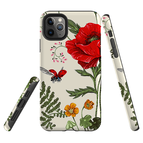 iPhone phone case-Garden Delight-Product Details Raised bevel to protect screen from scratches. Impact resistant polycarbonate shell and shock absorbing inner TPU liner. Secure fit with design wrapping around side of the case and full access to ports. Compatible with Qi-standard wireless charging. Thickness 1/8 inch (3mm), weight 30g. Compatibility See drop down menu for options, please select the right case as we print to order.-Stringberry