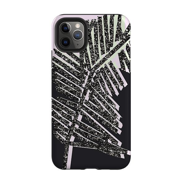 iPhone phone case-Glitter Palm By Kitty Joseph-Product Details Raised bevel to protect screen from scratches. Impact resistant polycarbonate shell and shock absorbing inner TPU liner. Secure fit with design wrapping around side of the case and full access to ports. Compatible with Qi-standard wireless charging. Thickness 1/8 inch (3mm), weight 30g. Compatibility See drop down menu for options, please select the right case as we print to order.-Stringberry
