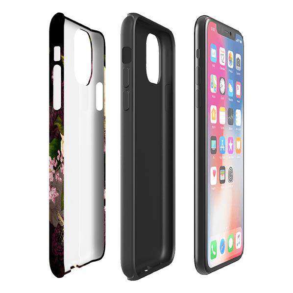 iPhone phone case-Grace-Product Details Raised bevel to protect screen from scratches. Impact resistant polycarbonate shell and shock absorbing inner TPU liner. Secure fit with design wrapping around side of the case and full access to ports. Compatible with Qi-standard wireless charging. Thickness 1/8 inch (3mm), weight 30g. Compatibility See drop down menu for options, please select the right case as we print to order.-Stringberry