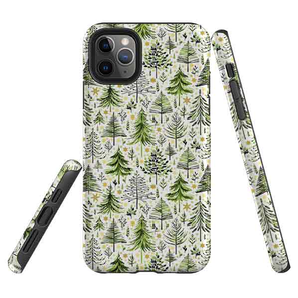 iPhone Tough Case - Green Xmas Trees By Elisabeth Haager