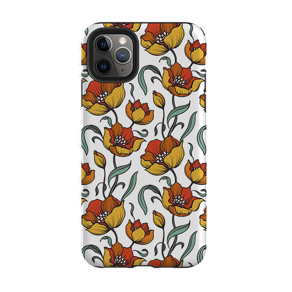 iPhone phone case-Happy Floral-Product Details Raised bevel to protect screen from scratches. Impact resistant polycarbonate shell and shock absorbing inner TPU liner. Secure fit with design wrapping around side of the case and full access to ports. Compatible with Qi-standard wireless charging. Thickness 1/8 inch (3mm), weight 30g. Compatibility See drop down menu for options, please select the right case as we print to order.-Stringberry