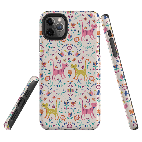 iPhone phone case-Meow By Ali Brookes-Product Details Raised bevel to protect screen from scratches. Impact resistant polycarbonate shell and shock absorbing inner TPU liner. Secure fit with design wrapping around side of the case and full access to ports. Compatible with Qi-standard wireless charging. Thickness 1/8 inch (3mm), weight 30g. Compatibility See drop down menu for options, please select the right case as we print to order.-Stringberry