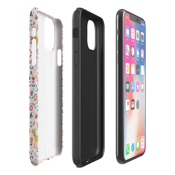 iPhone phone case-Meow By Ali Brookes-Product Details Raised bevel to protect screen from scratches. Impact resistant polycarbonate shell and shock absorbing inner TPU liner. Secure fit with design wrapping around side of the case and full access to ports. Compatible with Qi-standard wireless charging. Thickness 1/8 inch (3mm), weight 30g. Compatibility See drop down menu for options, please select the right case as we print to order.-Stringberry