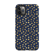 iPhone phone case-Navy Polka-Product Details Raised bevel to protect screen from scratches. Impact resistant polycarbonate shell and shock absorbing inner TPU liner. Secure fit with design wrapping around side of the case and full access to ports. Compatible with Qi-standard wireless charging. Thickness 1/8 inch (3mm), weight 30g. Compatibility See drop down menu for options, please select the right case as we print to order.-Stringberry