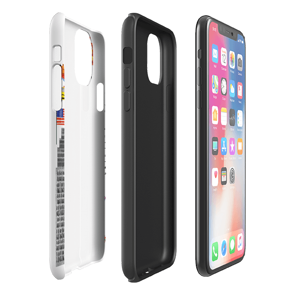 iPhone phone case-New York Icons By Tracey English-Product Details Raised bevel to protect screen from scratches. Impact resistant polycarbonate shell and shock absorbing inner TPU liner. Secure fit with design wrapping around side of the case and full access to ports. Compatible with Qi-standard wireless charging. Thickness 1/8 inch (3mm), weight 30g. Compatibility See drop down menu for options, please select the right case as we print to order.-Stringberry