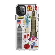 iPhone phone case-New York Icons By Tracey English-Product Details Raised bevel to protect screen from scratches. Impact resistant polycarbonate shell and shock absorbing inner TPU liner. Secure fit with design wrapping around side of the case and full access to ports. Compatible with Qi-standard wireless charging. Thickness 1/8 inch (3mm), weight 30g. Compatibility See drop down menu for options, please select the right case as we print to order.-Stringberry
