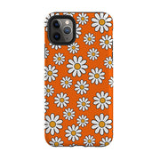iPhone phone case-Orange Daises-Product Details Raised bevel to protect screen from scratches. Impact resistant polycarbonate shell and shock absorbing inner TPU liner. Secure fit with design wrapping around side of the case and full access to ports. Compatible with Qi-standard wireless charging. Thickness 1/8 inch (3mm), weight 30g. Compatibility See drop down menu for options, please select the right case as we print to order.-Stringberry