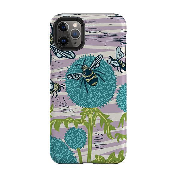 iPhone phone case-Pollinating Bees By Kate Heiss-Product Details Raised bevel to protect screen from scratches. Impact resistant polycarbonate shell and shock absorbing inner TPU liner. Secure fit with design wrapping around side of the case and full access to ports. Compatible with Qi-standard wireless charging. Thickness 1/8 inch (3mm), weight 30g. Compatibility See drop down menu for options, please select the right case as we print to order.-Stringberry
