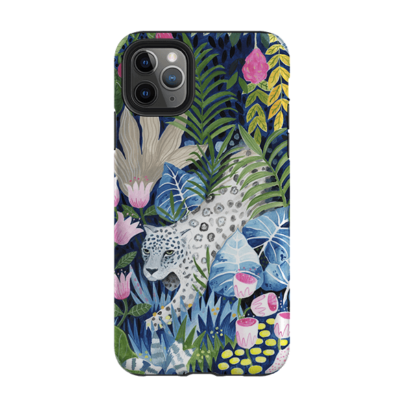 iPhone phone case-Prowling Leopard By Bex Parkin-Product Details Raised bevel to protect screen from scratches. Impact resistant polycarbonate shell and shock absorbing inner TPU liner. Secure fit with design wrapping around side of the case and full access to ports. Compatible with Qi-standard wireless charging. Thickness 1/8 inch (3mm), weight 30g. Compatibility See drop down menu for options, please select the right case as we print to order.-Stringberry