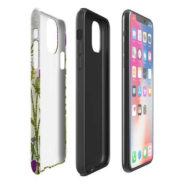 iPhone phone case-Purple Thistle By Liane Payne-Product Details Raised bevel to protect screen from scratches. Impact resistant polycarbonate shell and shock absorbing inner TPU liner. Secure fit with design wrapping around side of the case and full access to ports. Compatible with Qi-standard wireless charging. Thickness 1/8 inch (3mm), weight 30g. Compatibility See drop down menu for options, please select the right case as we print to order.-Stringberry