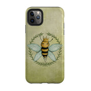 iPhone phone case-Queen Bee By Maja Lindberg-Product Details Raised bevel to protect screen from scratches. Impact resistant polycarbonate shell and shock absorbing inner TPU liner. Secure fit with design wrapping around side of the case and full access to ports. Compatible with Qi-standard wireless charging. Thickness 1/8 inch (3mm), weight 30g. Compatibility See drop down menu for options, please select the right case as we print to order.-Stringberry