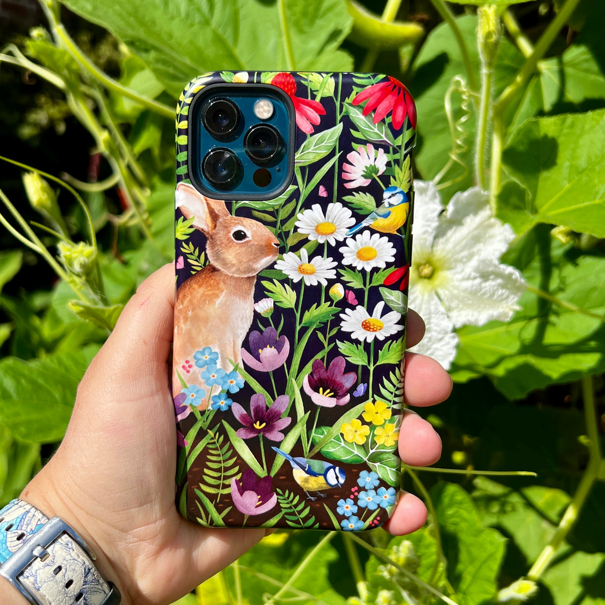 iPhone Tough Case - Rabbit And Wildflowers By Bex Parkin