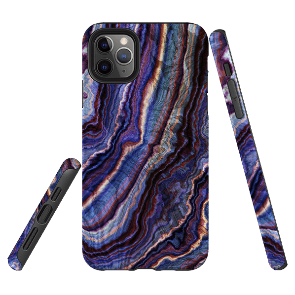 iPhone phone case-Royal Agate-Product Details Raised bevel to protect screen from scratches. Impact resistant polycarbonate shell and shock absorbing inner TPU liner. Secure fit with design wrapping around side of the case and full access to ports. Compatible with Qi-standard wireless charging. Thickness 1/8 inch (3mm), weight 30g. Compatibility See drop down menu for options, please select the right case as we print to order.-Stringberry